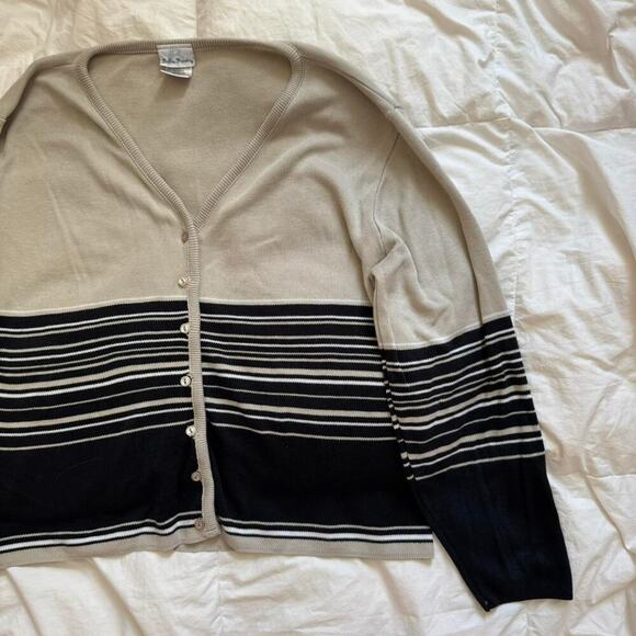 Vintage 90s oversized striped cardigan women’s large Bobbie brooks grunge baggy - Picture 2 of 8